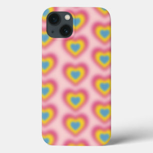 Pansexual flag colours on blurred heart iPhone 13 case