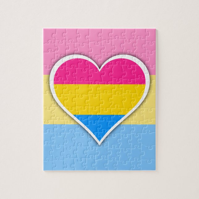 Pansexual flag heart jigsaw puzzle (Vertical)