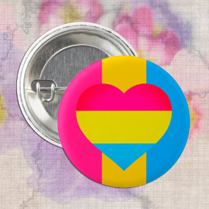 Pansexual Flag, Heart & Pride community / gender 3 Cm Round Badge