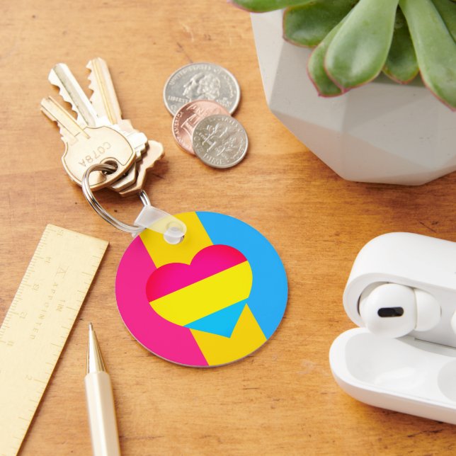 Pansexual Flag, Heart & Pride community / gender Key Ring (Desk)