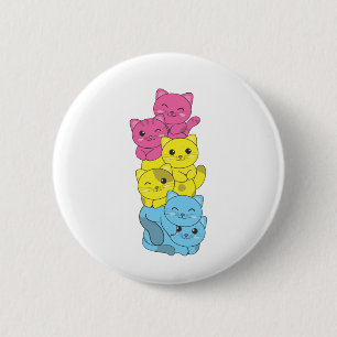 Pansexual Flag Pansexual Pride Lgbtq Cute Cat 6 Cm Round Badge
