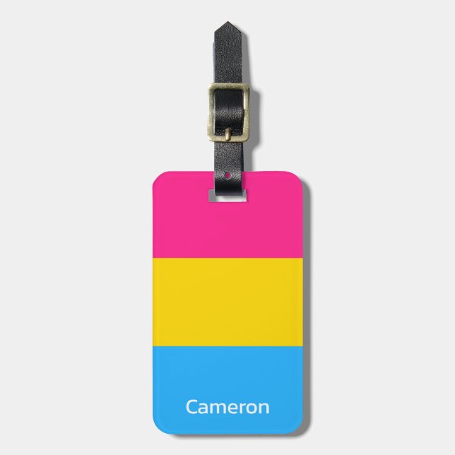 Pansexual Flag Personalised Luggage Tag (Front Vertical)