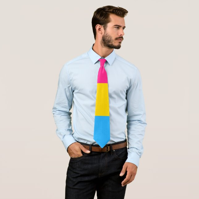Pansexual Flag Pink Yellow Blue Striped LGBT Tie (In Situ)