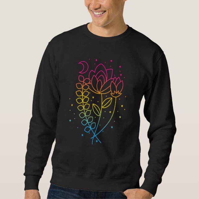 Pansexual Floral Pan Pride Flag Colours Subtle Boh Sweatshirt (Front)