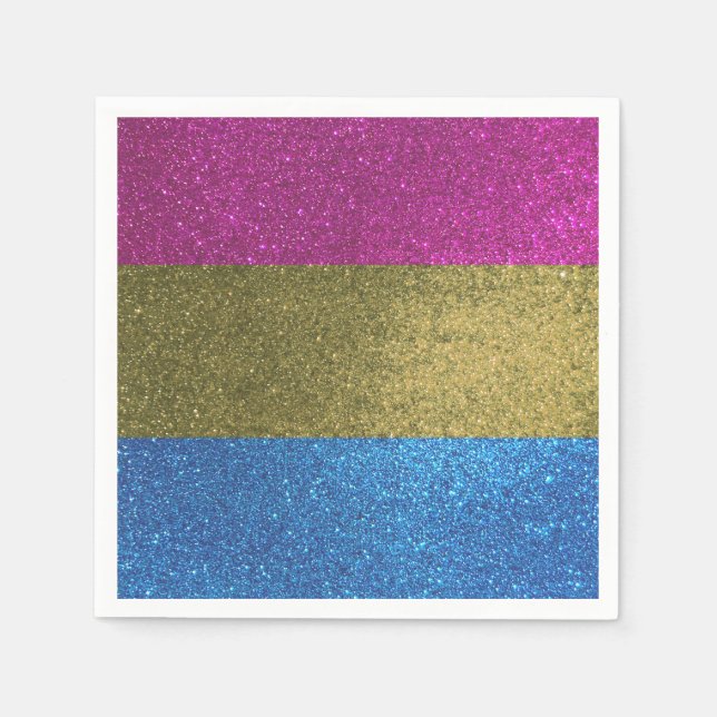 Pansexual Gay Pride Flag Colours Glitter Party Napkin (Front)