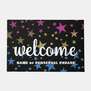 Pansexual Gay Pride Glitter Stars New Home Welcome Doormat