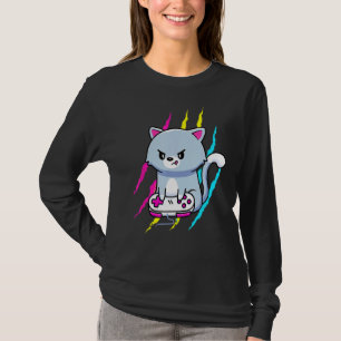 Pansexual Gaymer Geek Pride Lgbt Video Game Cat T-Shirt