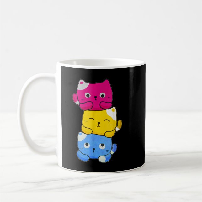 Pansexual Kawaii Cat Anime Art Cute Pan Pride Coffee Mug (Left)
