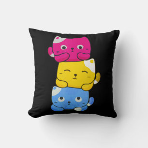 Pansexual Kawaii Cat Anime Art Cute Pan Pride LGBT Cushion
