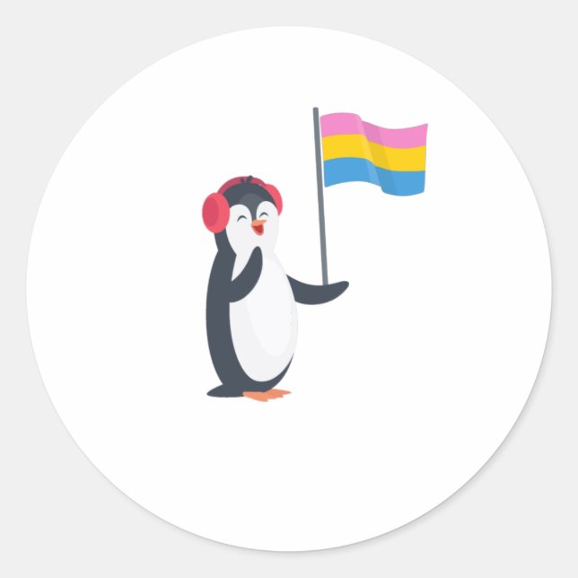 Pansexual Penguin Pan Pride Month LGBT Classic Round Sticker (Front)