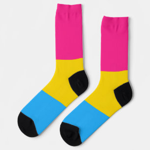Pansexual Pink Fuchsia Yellow Blue Striped LGBT Socks