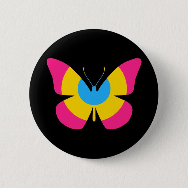Pansexual Pride Butterfly 6 Cm Round Badge (Front)