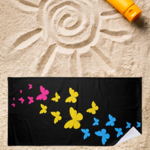 Pansexual Pride Butterfly Trail  Beach Towel