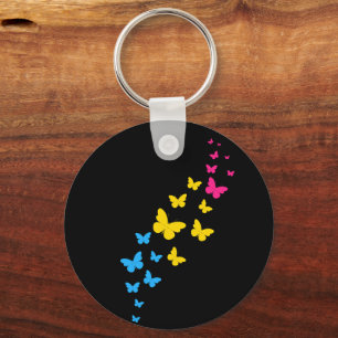 Pansexual Pride Butterfly Trail  Key Ring