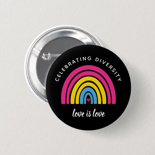 Pansexual Pride Celebrating Diversity Love Is Love 6 Cm Round Badge (Front & Back)