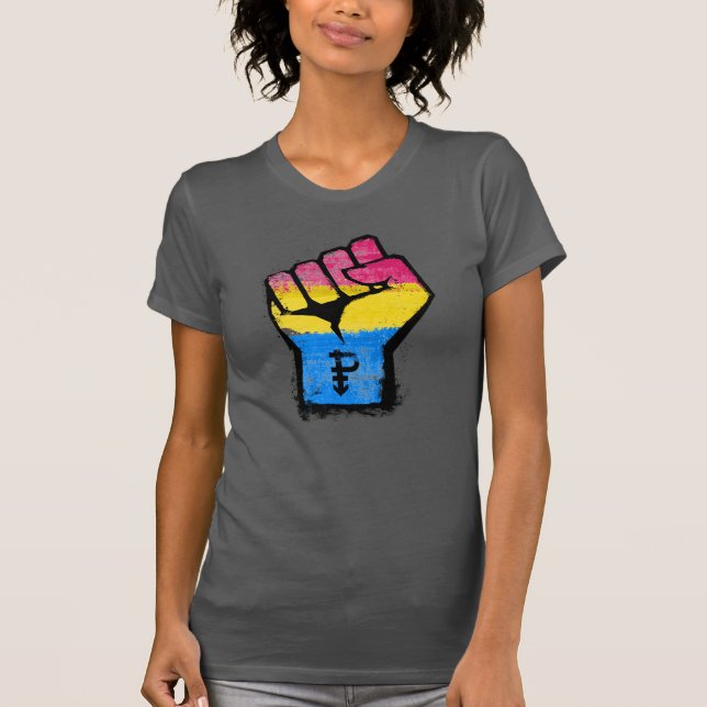 Pansexual Pride Fist T-Shirt (Front)