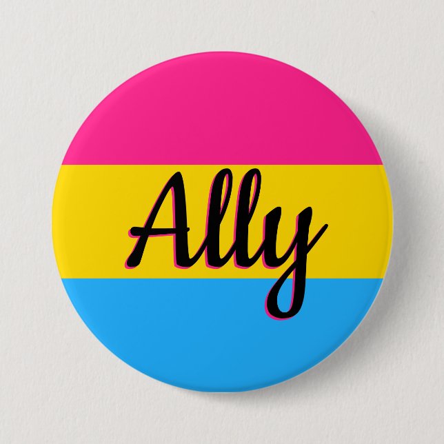 Pansexual Pride Flag Ally Button (Front)