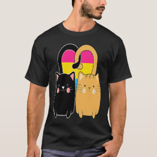 Pansexual Pride Flag Cat Heart LGBT Pan Valentines T-Shirt
