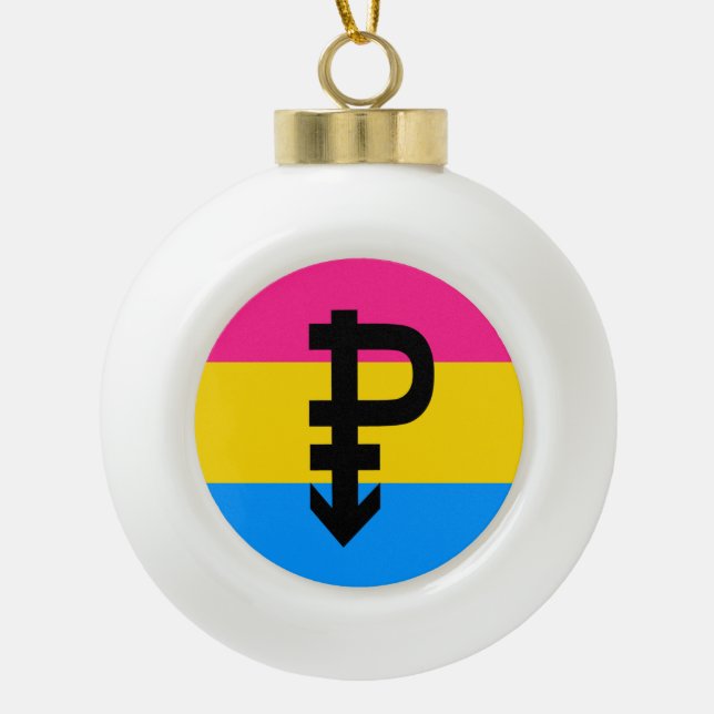 Pansexual Pride Flag Ceramic Ball Christmas Ornament (Front)