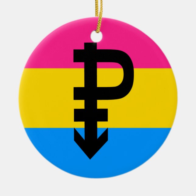 Pansexual Pride Flag Ceramic Tree Decoration (Front)