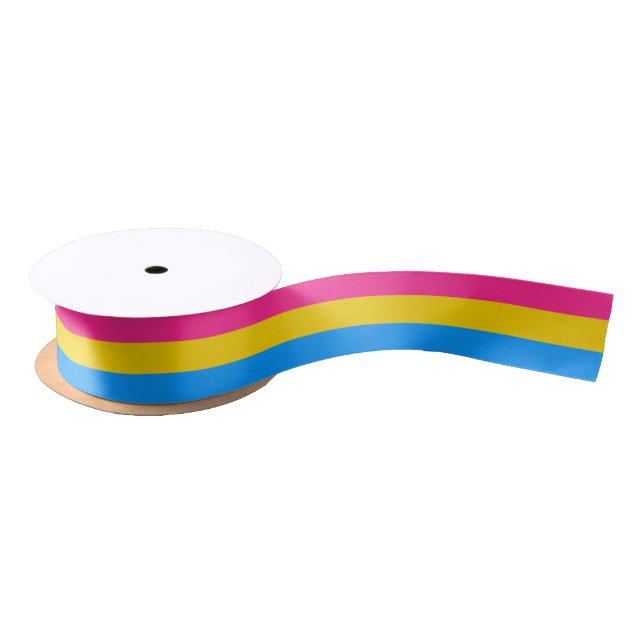 Pansexual Pride Flag Coloured Background Satin Ribbon (Spool)