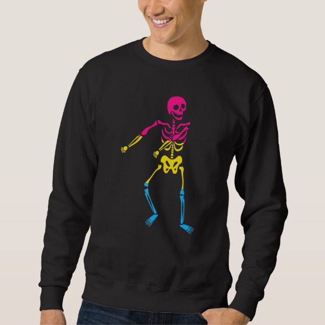 Pansexual Pride Flag  Dancing Skeleton Pansexual Sweatshirt (Front)