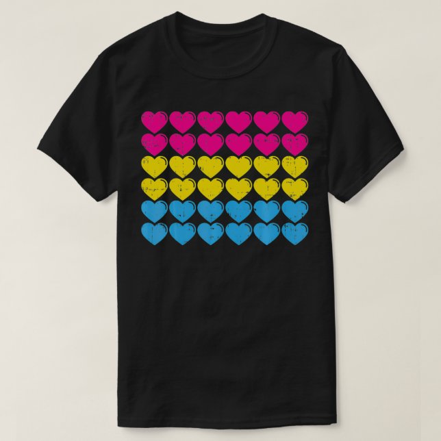 Pansexual Pride Flag Hearts Love Cute Pan Flag LGB T-Shirt (Design Front)