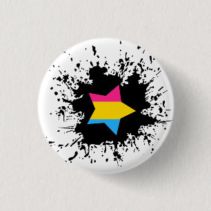 Pansexual Pride Flag Ink Splash Star 3 Cm Round Badge