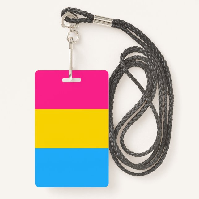 Pansexual Pride Flag LGBTQ ID Badge (Front with Lanyard)