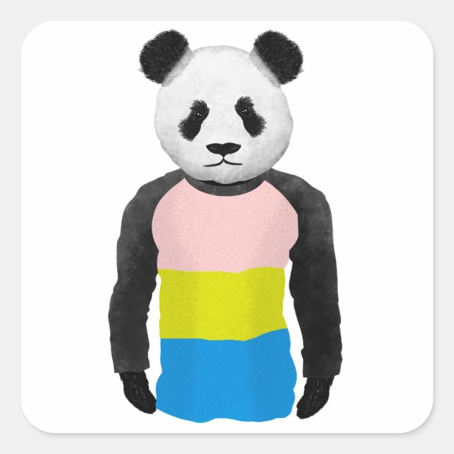 Pansexual pride flag Panda Bear Square Sticker (Front)
