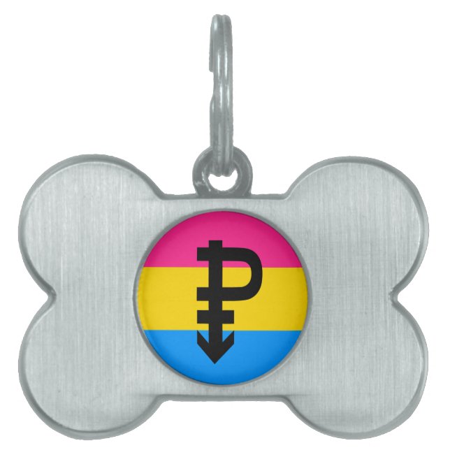 Pansexual Pride Flag Pet ID Tag (Front)
