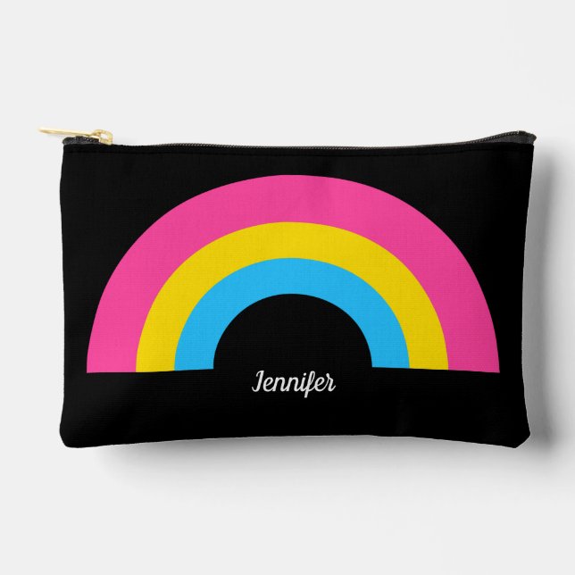Pansexual Pride Flag Rainbow Personalised Black Accessory Pouch (Front)