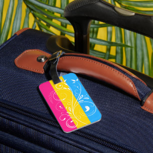 Pansexual Pride Flag Vintage Floral Bloom Luggage Tag