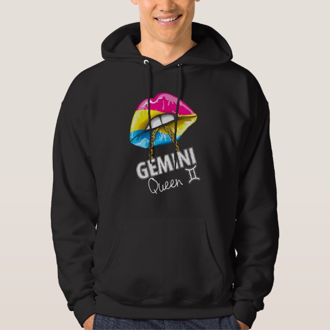 Pansexual Pride Gemini Queen Lips Flag May June Bi Hoodie (Front)