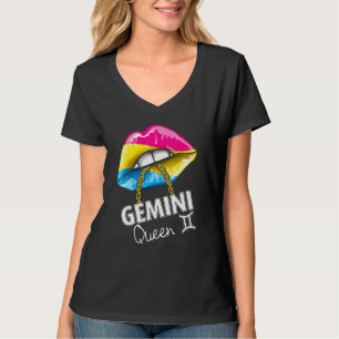 Pansexual Pride Gemini Queen Lips Flag May June Bi T-Shirt
