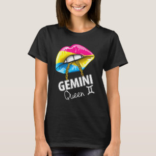 Pansexual Pride Gemini Queen Lips Flag May June Bi T-Shirt