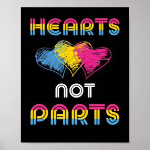 Pansexual Pride Heart Not Parts LGBT Distressed Poster