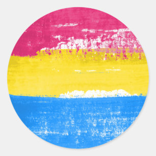 Pansexual Pride Paint Classic Round Sticker