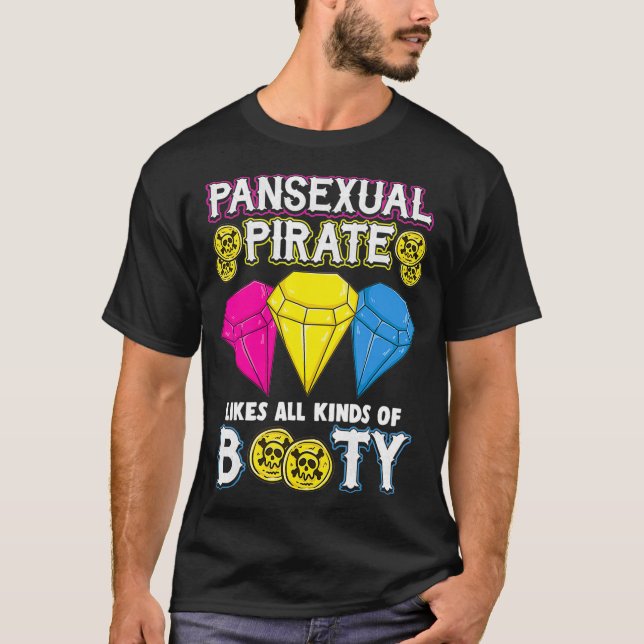 Pansexual Pride Pan Rights Gay Pirate Booty LGBTQ  T-Shirt (Front)
