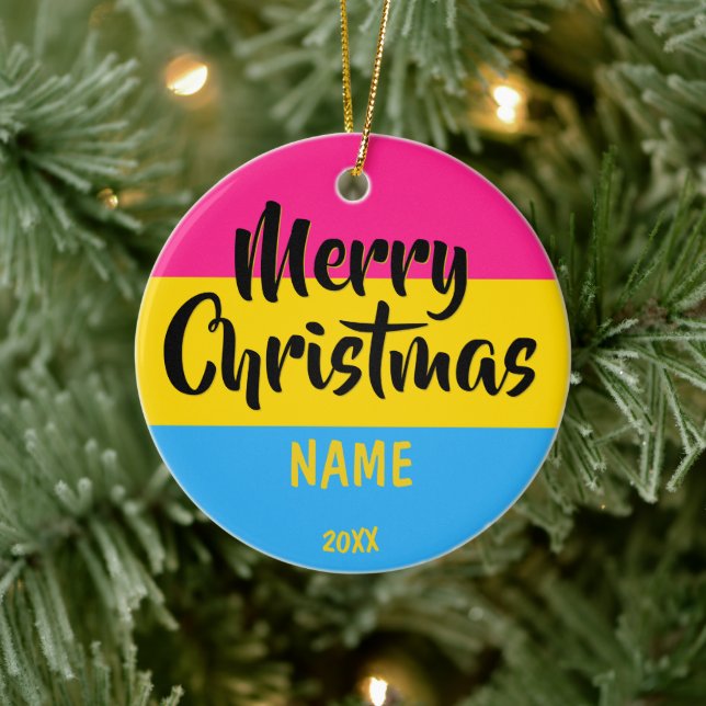Pansexual Pride Personalised Christmas Ceramic Tree Decoration (Tree)