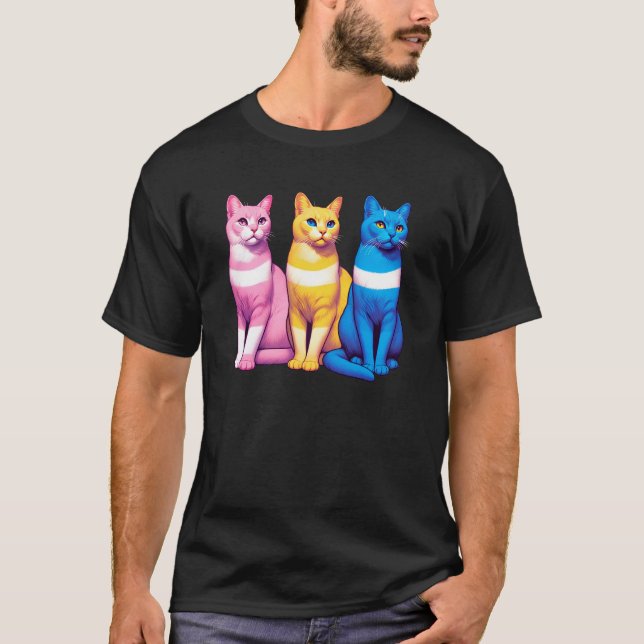Pansexual Pride Queer LGBT Cats LGBTQ Kittens T-Shirt (Front)