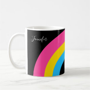Pansexual Pride Rainbow Flag Pretty Monogram Coffee Mug