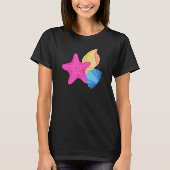 Pansexual Pride Seashells LGBTQ Pan Flag  LGBTQIA+ T-Shirt (Front)