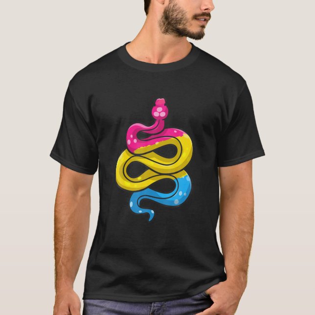 Pansexual Pride Stuff Pan Flag Colours Snake Repti T-Shirt (Front)