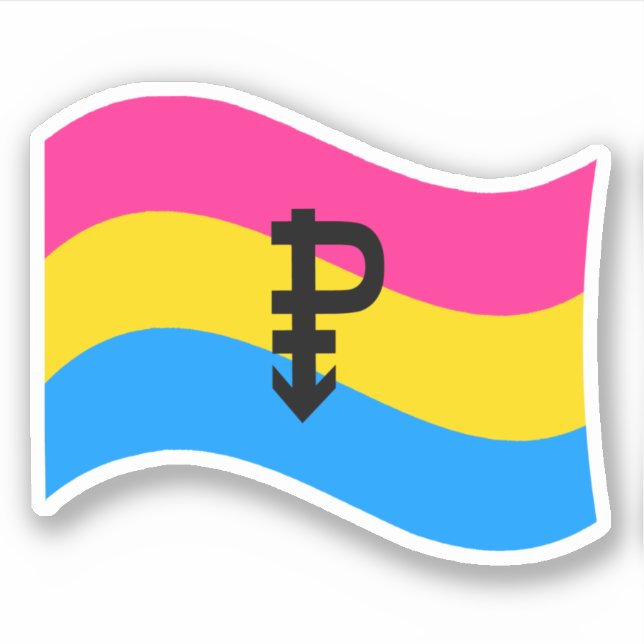 Pansexual Pride Symbol Wavy Flag (Front)