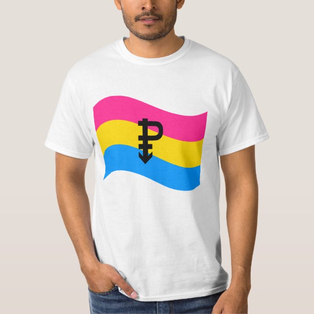 Pansexual Pride Symbol Wavy Flag T-Shirt (Front)