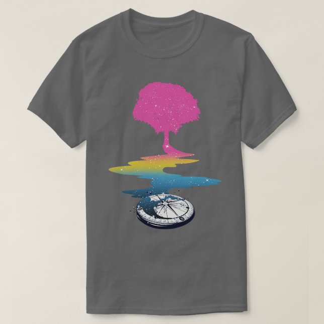 Pansexual Tree LGBT Pride Flag T-Shirt (Design Front)