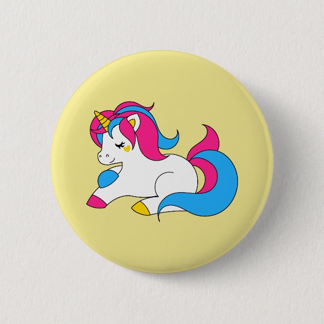 Pansexual unicorn 6 cm round badge (Front)