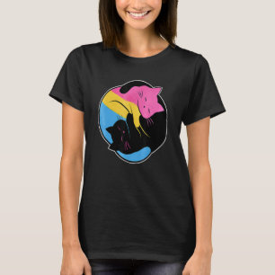 Pansexual Yin Yang Cat Pan Pride Flag Lgbt Gay Sub T-Shirt