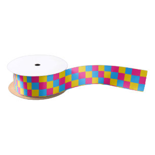 Pansexuality colors checkered pattern ribbon satin ribbon